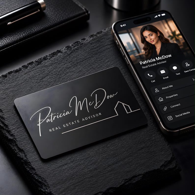 NFC Business Card | 1-Tap Premium Metal Card with Glossy Reflective Finish
